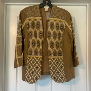 Chico’s - NWT tan, yellow & white - embroidered & beaded - boho - size XS